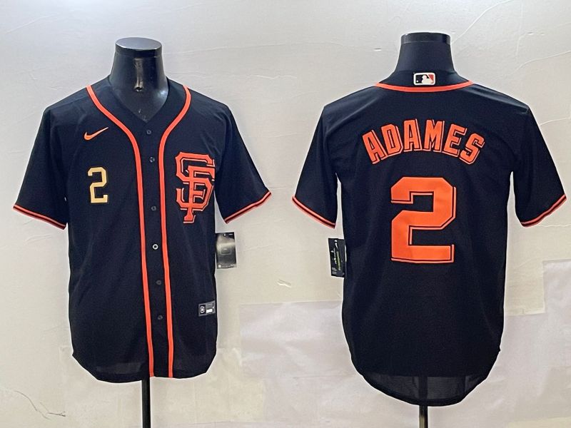 Men San Francisco Giants #2 Adames Black Game 2025 Nike MLB Jersey style 2